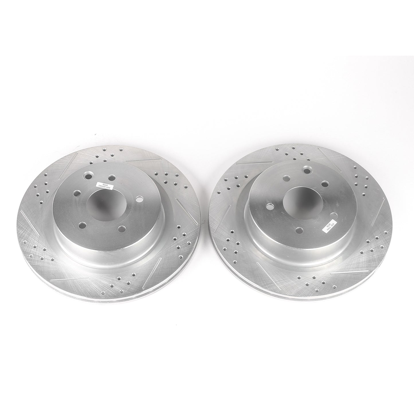 Nissan 350Z (4-piston) - 322mm Rear Drilled and Slotted Brake Disc Rotors by PowerStop Evolution (Infiniti G35) (JBR1108XPR)