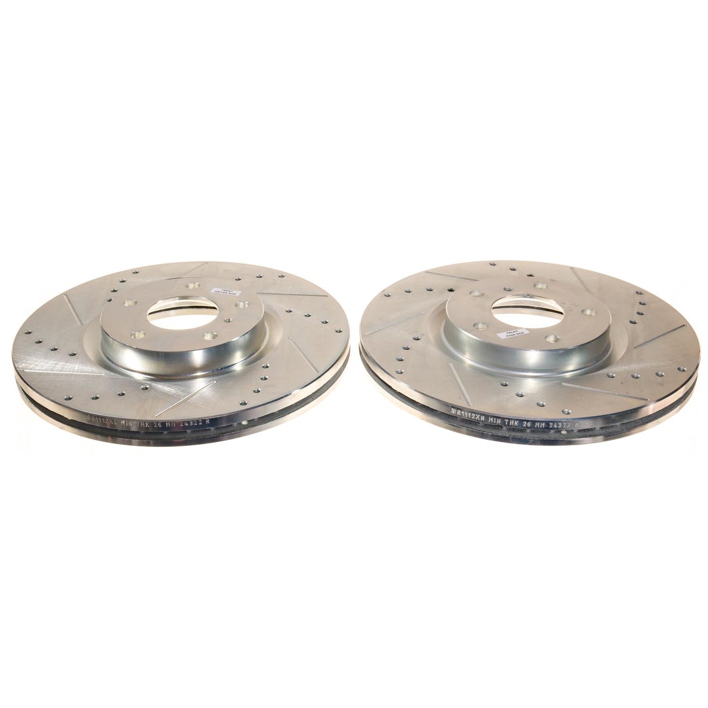 Nissan Infiniti (2-piston) - 320mm Front Drilled and Slotted Brake Disc Rotors by PowerStop Evolution (350Z 370Z Murano Maxima EX35 G35 Coupe G25 G37 M35 M37X M45 M56 Q40 QX50 Q70L QX70) (JBR1112XPR)
