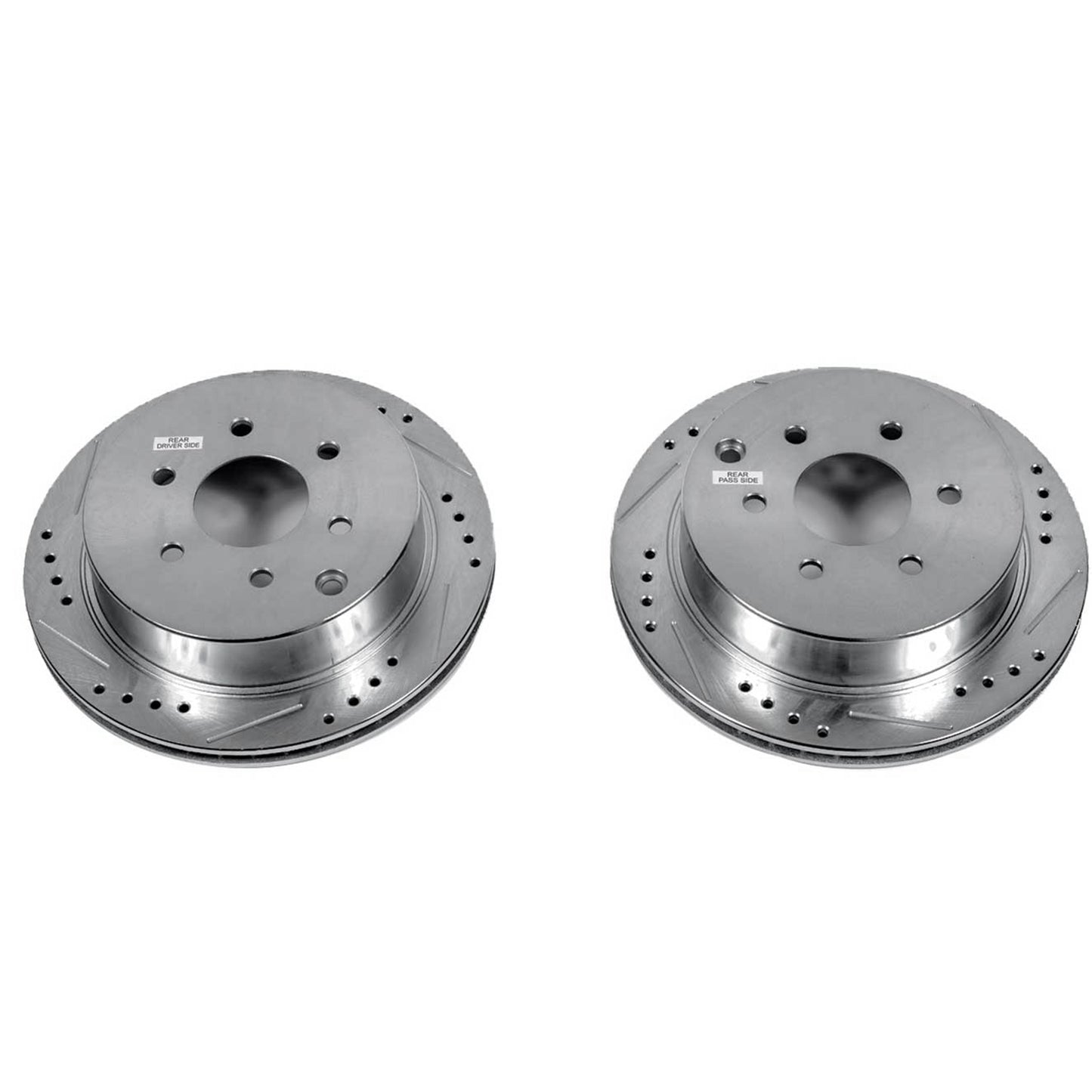Nissan XTerra - Rear Drilled and Slotted Brake Disc Rotors by PowerStop Evolution (Frontier Suzuki Equator) (JBR1164XPR)