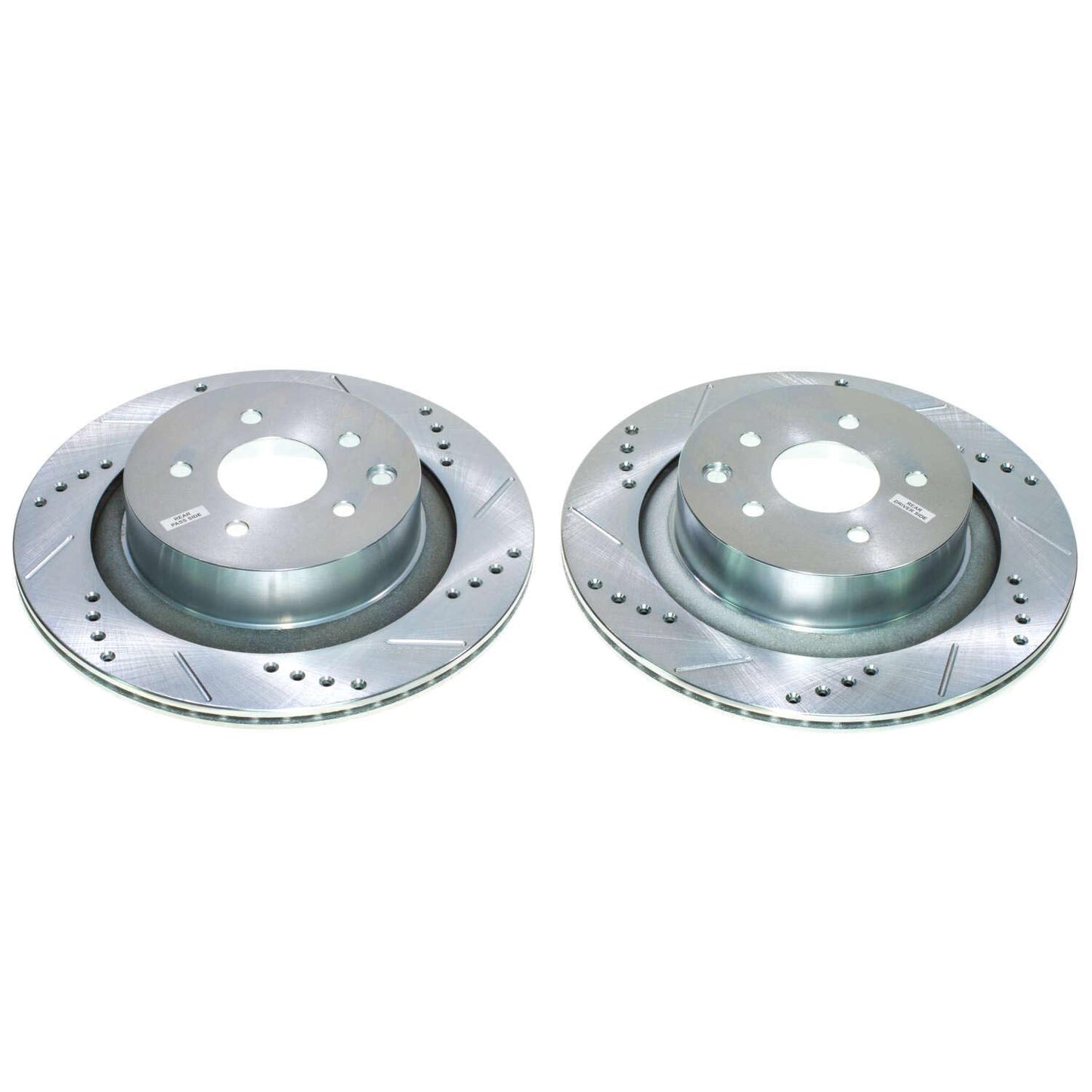 Infiniti - 330mm Rear Drilled and Slotted Brake Disc Rotors by PowerStop Evolution (G35 G37 Coupe Convertible Q60) (JBR1340XPR)