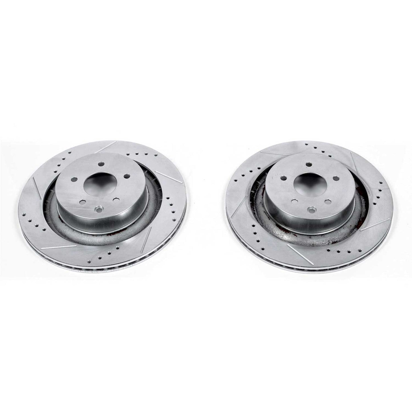 Nissan Infiniti - 350mm Rear Drilled and Slotted Brake Disc Rotors by PowerStop Evolution (G37 Sport Sedan Coupe Convertible Q60 350Z 370Z Z Proto Spec Performance) (JBR1341XPR)