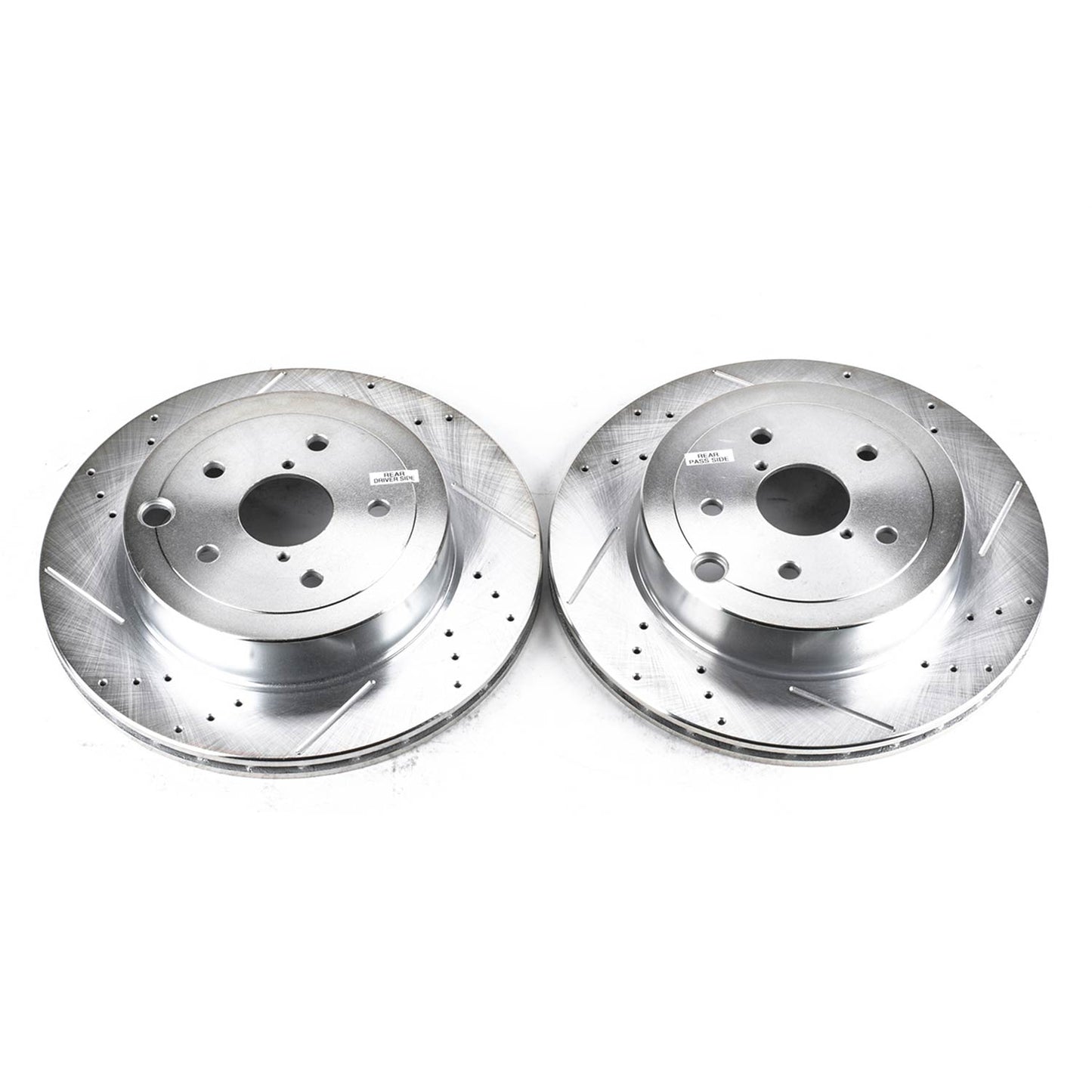 Subaru 316x20mm Rear Drilled and Slotted Brake Disc Rotors by PowerStop Evolution JBR1366XPR