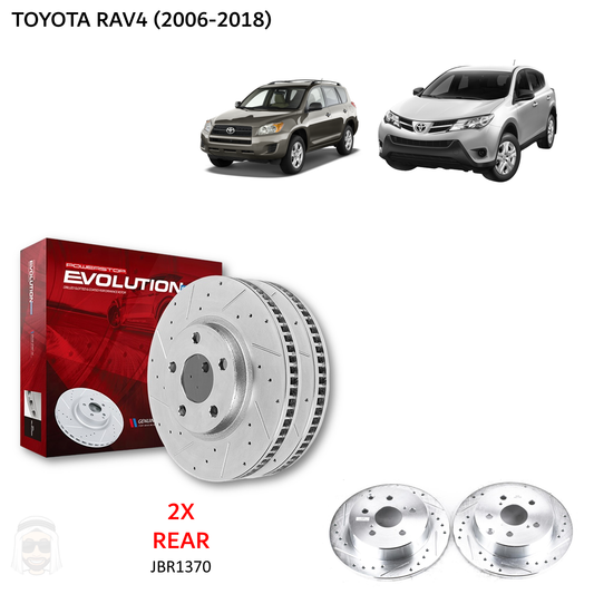 Toyota RAV4 (2006-2018) - Rear Drilled and Slotted Brake Disc Rotors by PowerStop Evolution (JBR1370XPR)