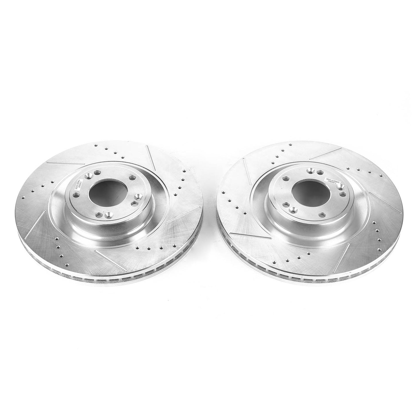Hyundai Kia 345x30mm Front Drilled and Slotted Brake Disc Rotors by PowerStop Evolution JBR1535XPR