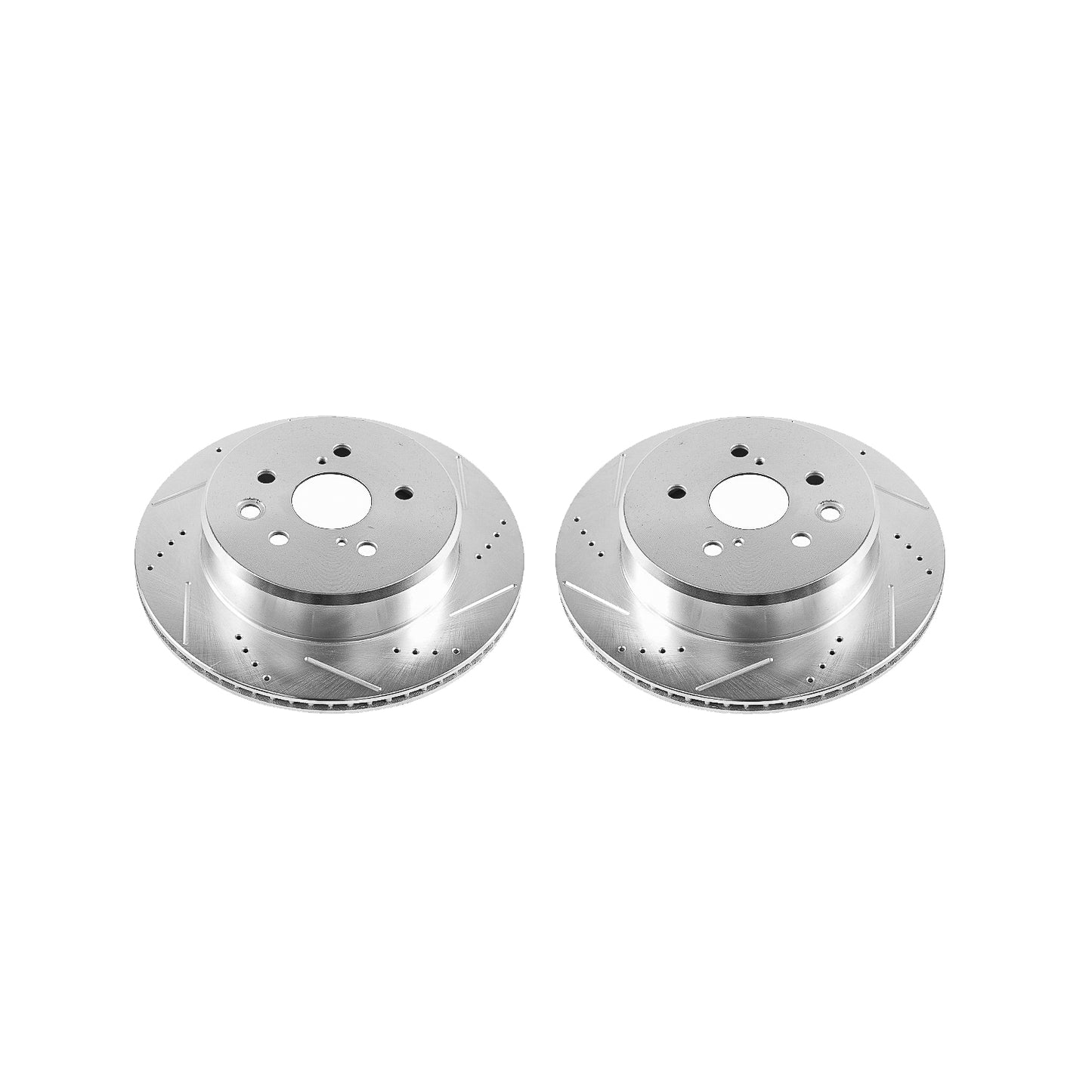 Lexus GS IS RC - Rear Drilled and Slotted Brake Disc Rotors by PowerStop Evolution (GS300 GS350F GS430 GS450h GS460 IS200t IS350F RC350F) (JBR1570XPR)