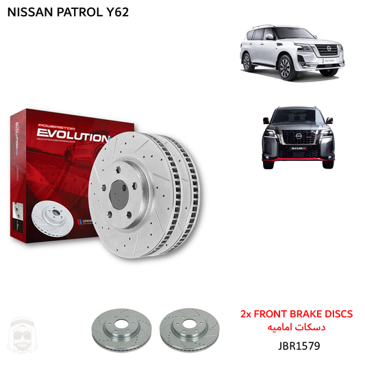 Nissan Patrol Y62 - Front Drilled and Slotted Brake Disc Rotors by PowerStop Evolution (JBR1579XPR)