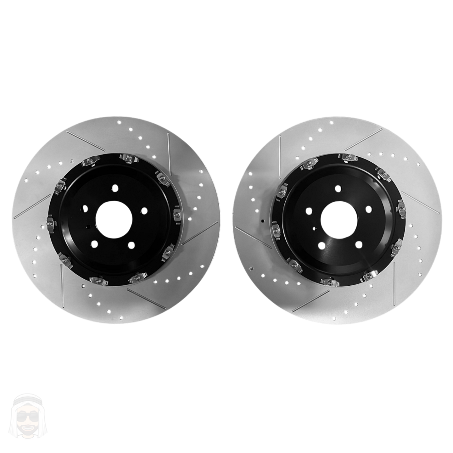Nissan GTR R35 2-Piece Floating Front Drilled and Slotted Brake Disc Rotors by PowerStop Track Day (JBR1583)