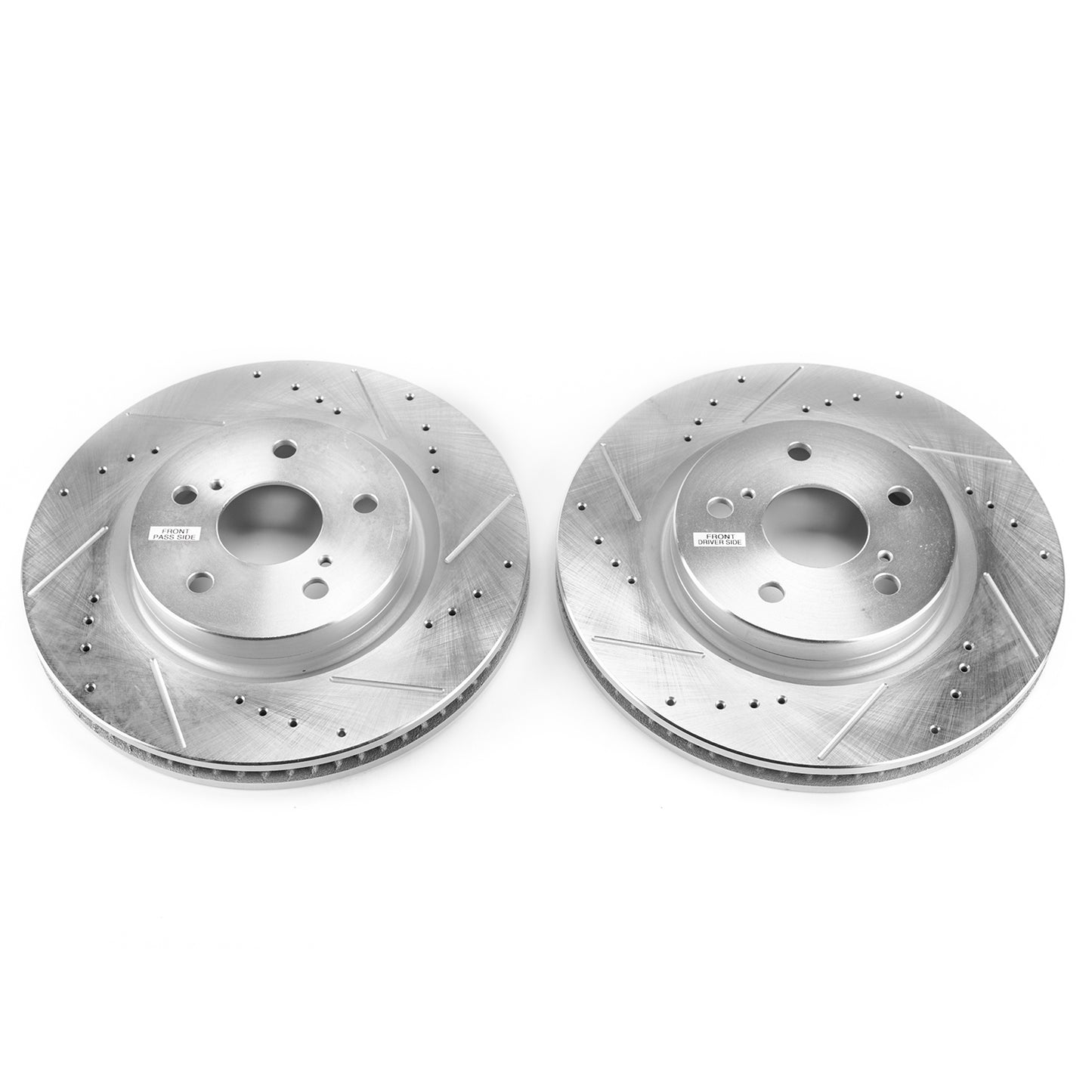 Toyota Camry Lexus ES (2018+) Front Drilled and Slotted Brake Disc Rotors by PowerStop Evolution (ES250 ES350 Avalon RAV4 UX200 UX250h Venza USA GCC) (JBR1763XPR)