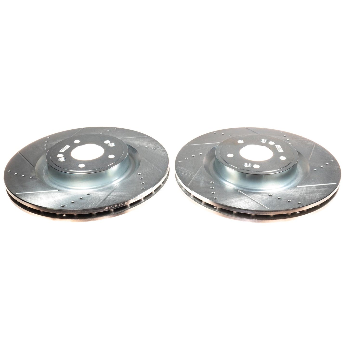 Genesis G70 V6 (2019-2022) - Front Drilled and Slotted Brake Disc Rotors by PowerStop Evolution (Hyundai Kia Stinger) (JBR1791XPR)