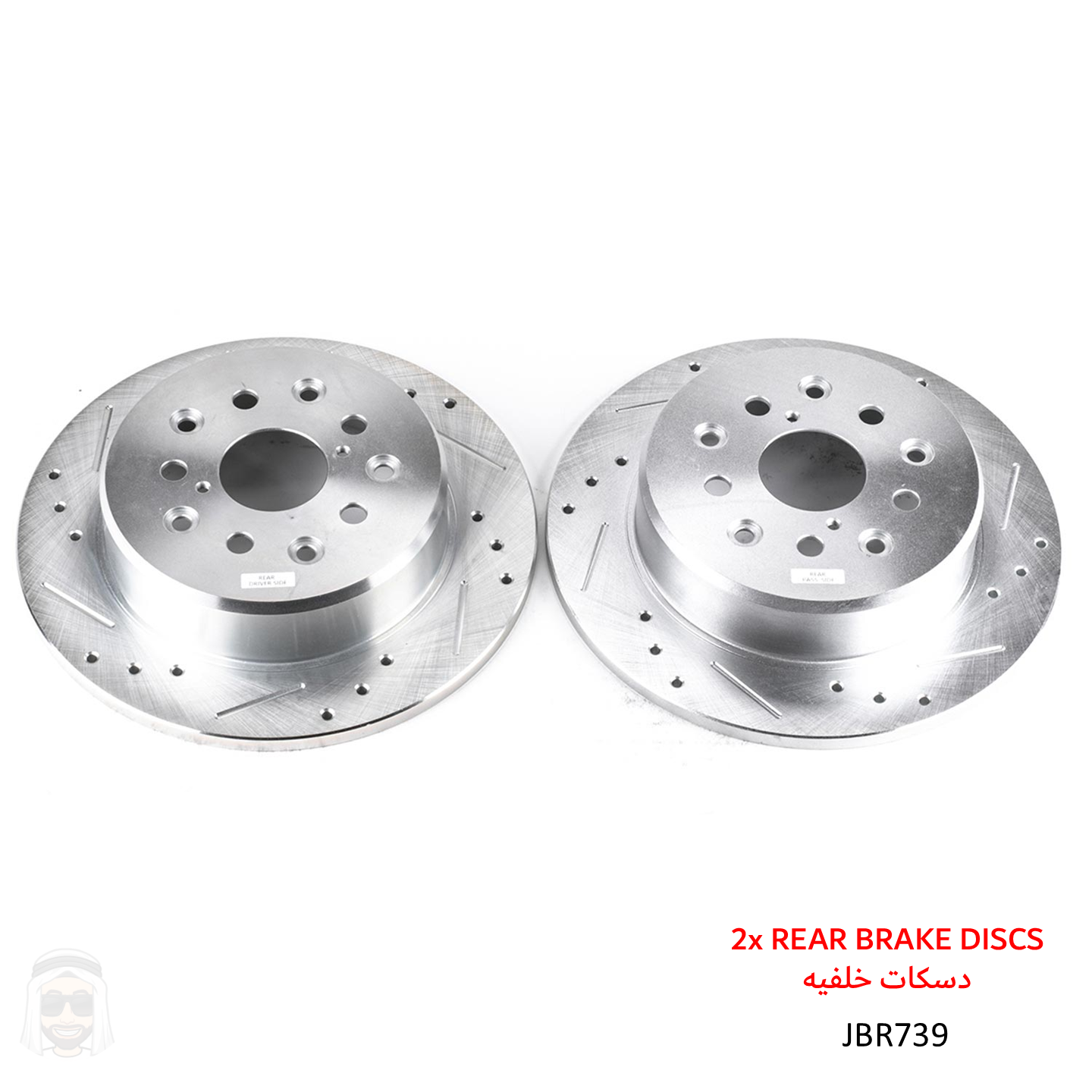 Lexus GS (1998-2005) Rear Drilled and Slotted Brake Disc Rotors by PowerStop Evolution Performance (JBR739XPR)