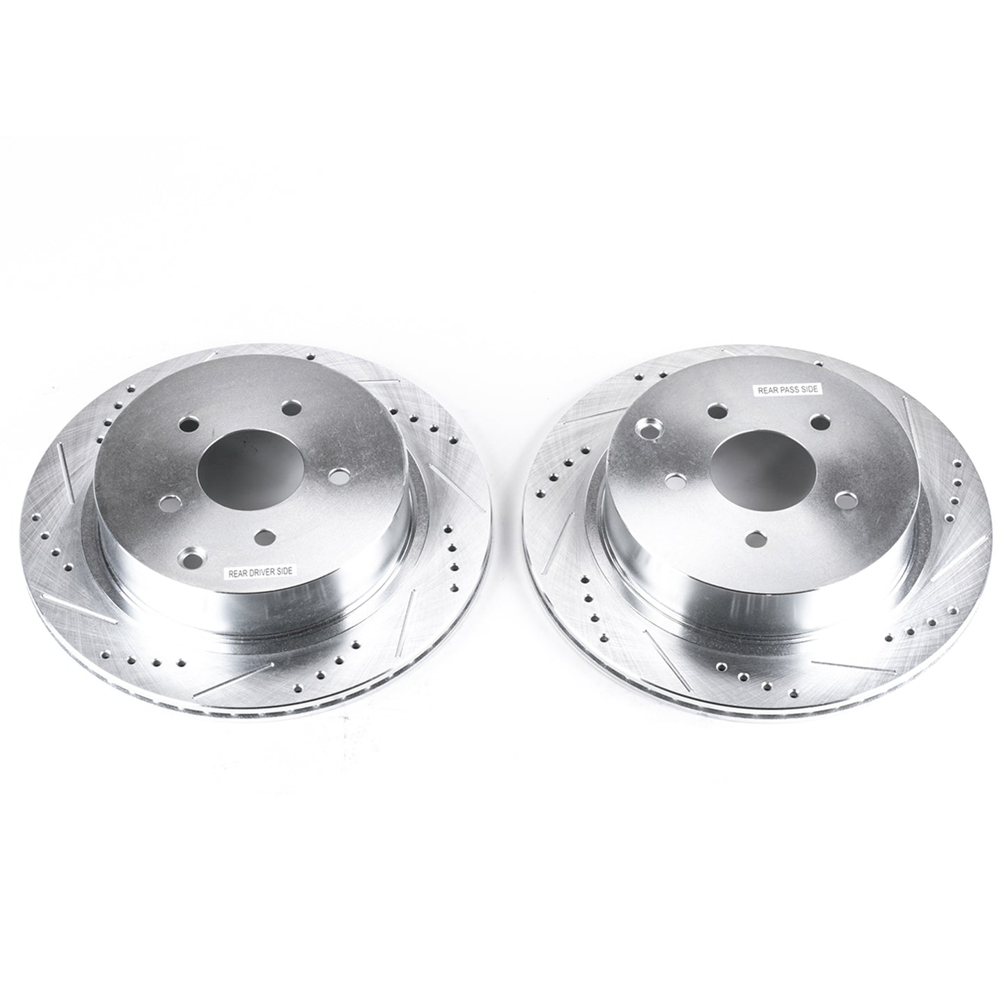 Nissan Infiniti - Rear Drilled and Slotted Brake Disc Rotors by PowerStop Evolution (Murano Pathfinder Quest FX35 FX37 FX45 M35h M37X M56X Q50 Q60 Q70L QX60 QX70 base Premium Hybrid Luxe Sensory) (JBR981XPR)