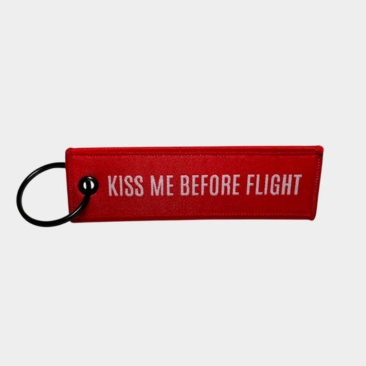 Kiss Me Before Flight Red Key Chain