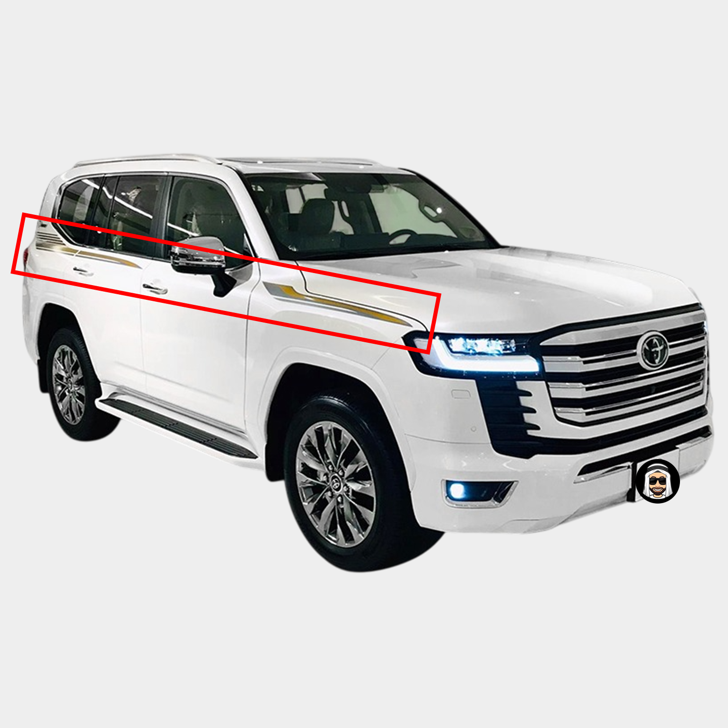Toyota Land Cruiser LC300 Side Stripe Decals – Gold & Grey (2022-2025)