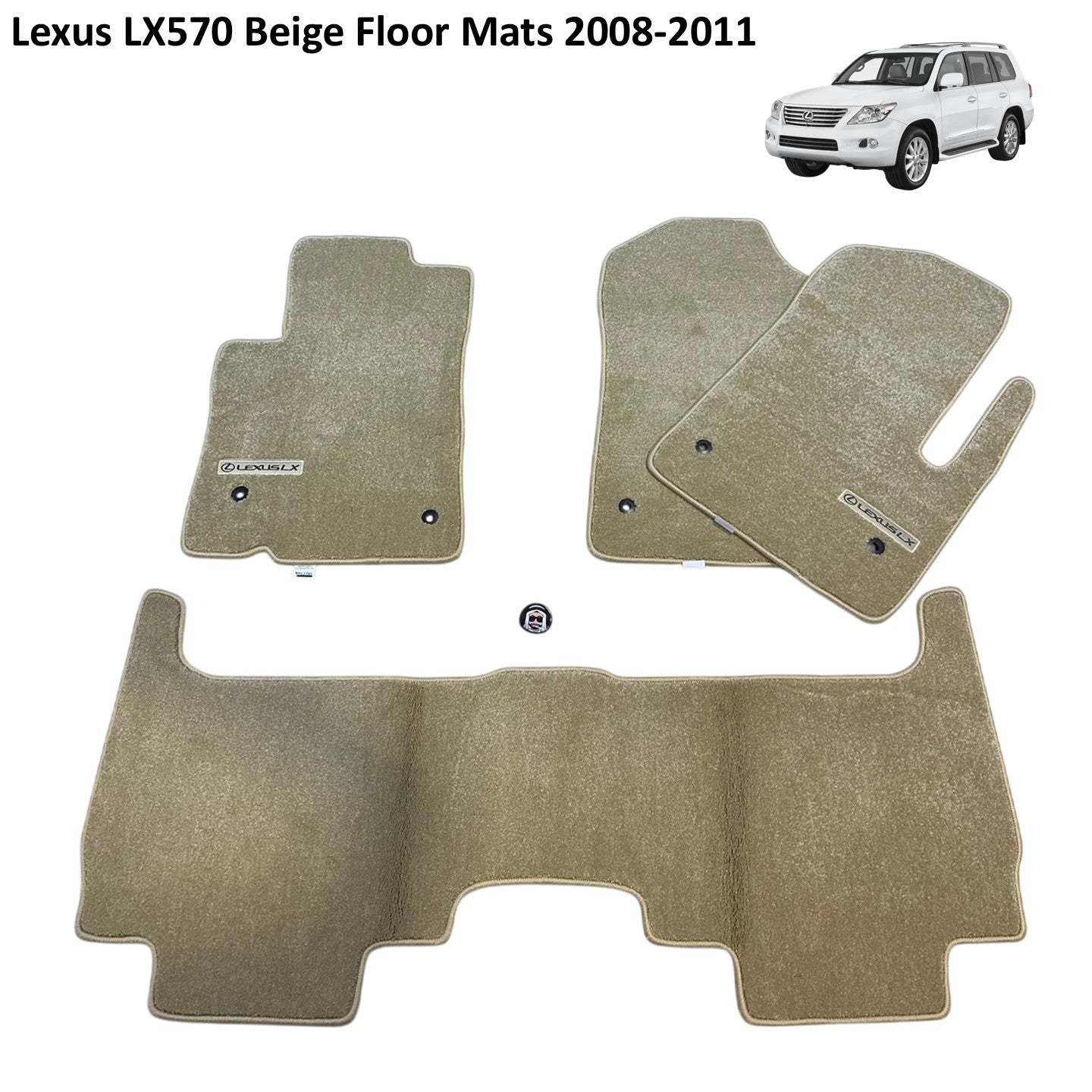 Lexus LX570 2008-2011 Luxury Beige Floor Mats with Logo