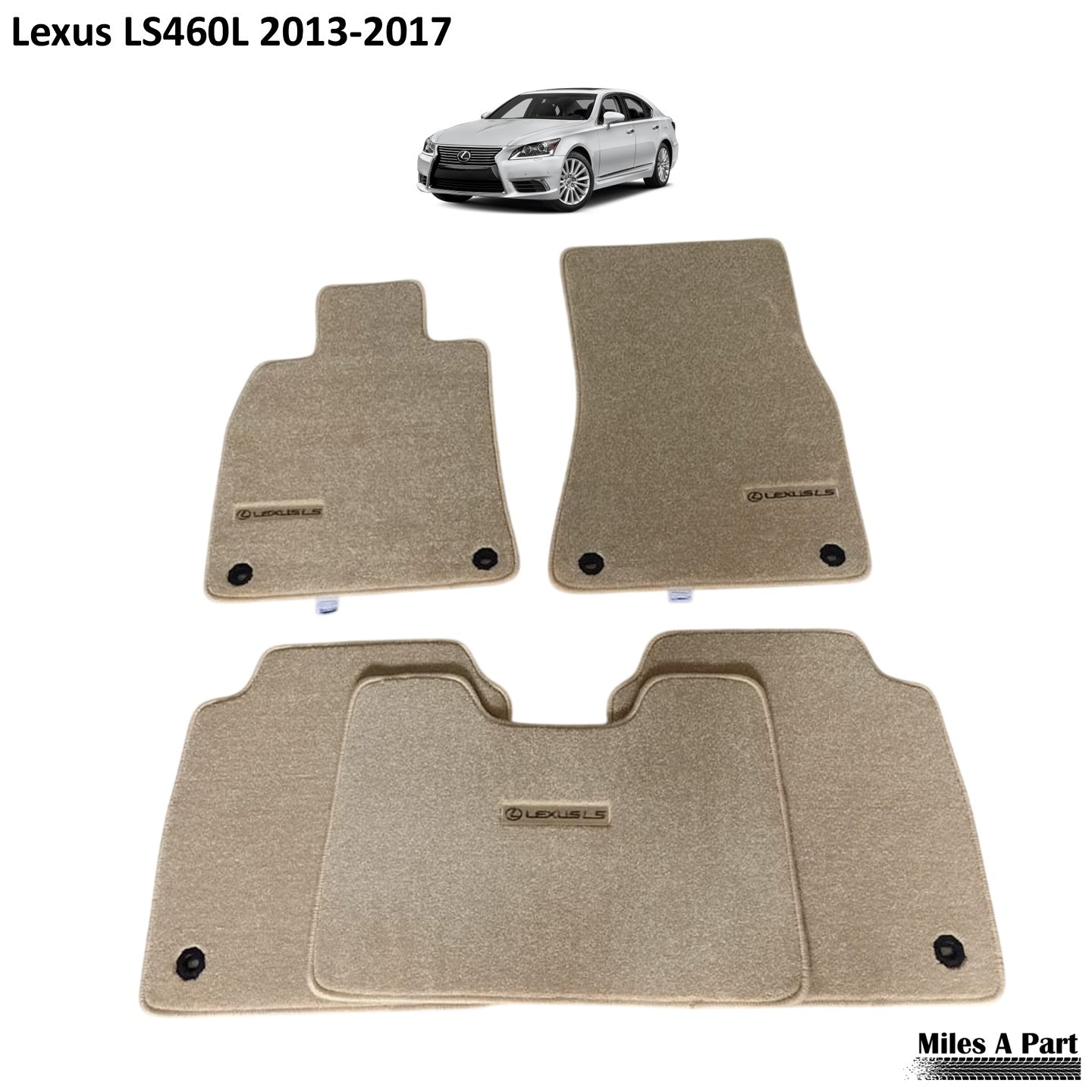Lexus LS460L (2013 to 2017) Luxury Beige Floor Mats with Logo