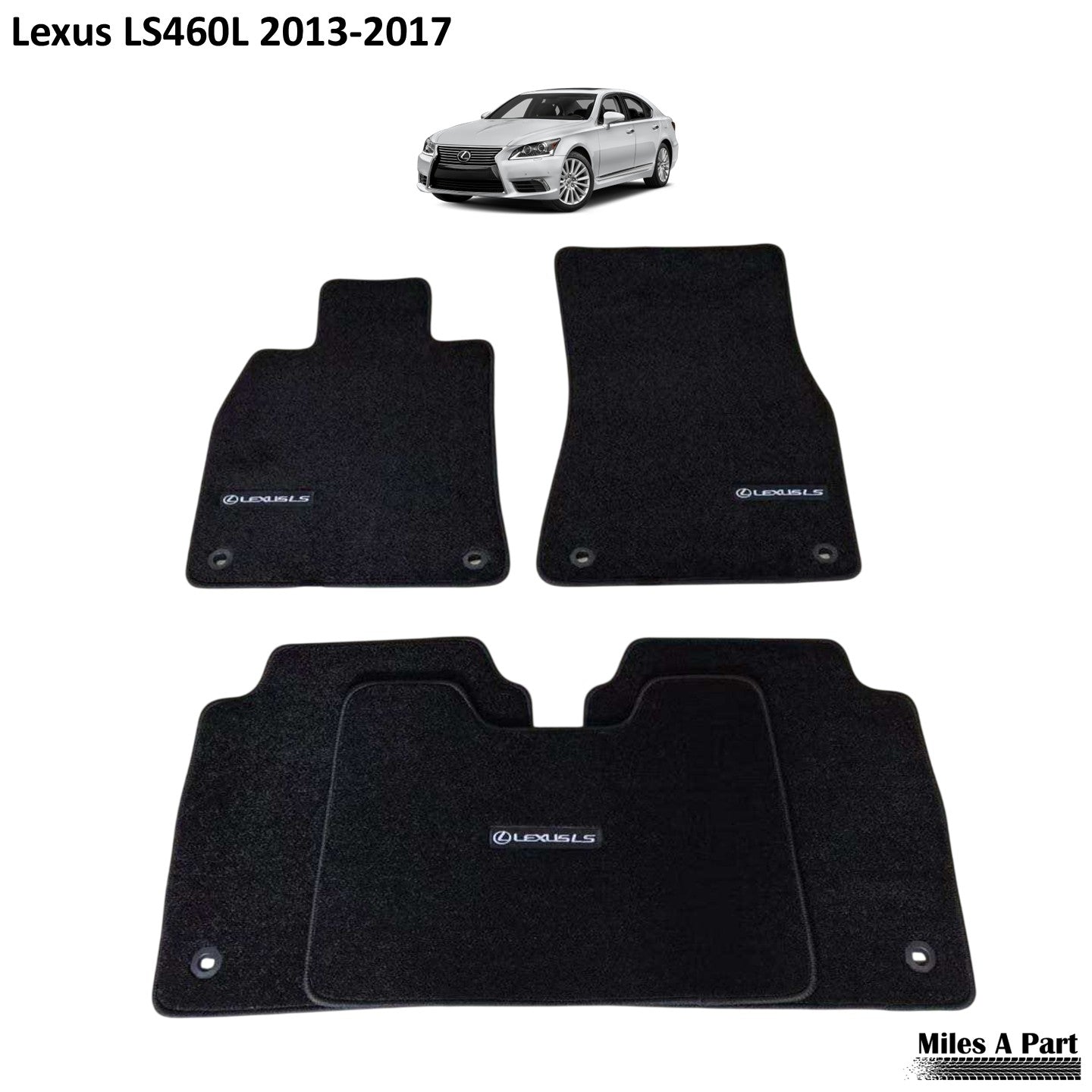 Lexus LS460L (2013 to 2017) Luxury Black Floor Mats with Logo