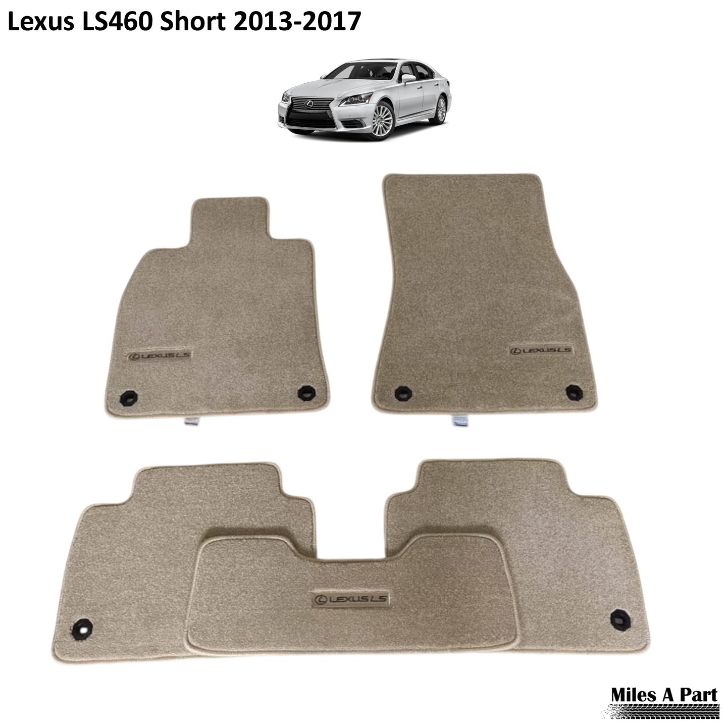 Lexus LS460 Short (2013 to 2017) Luxury Beige Floor Mats with Logo