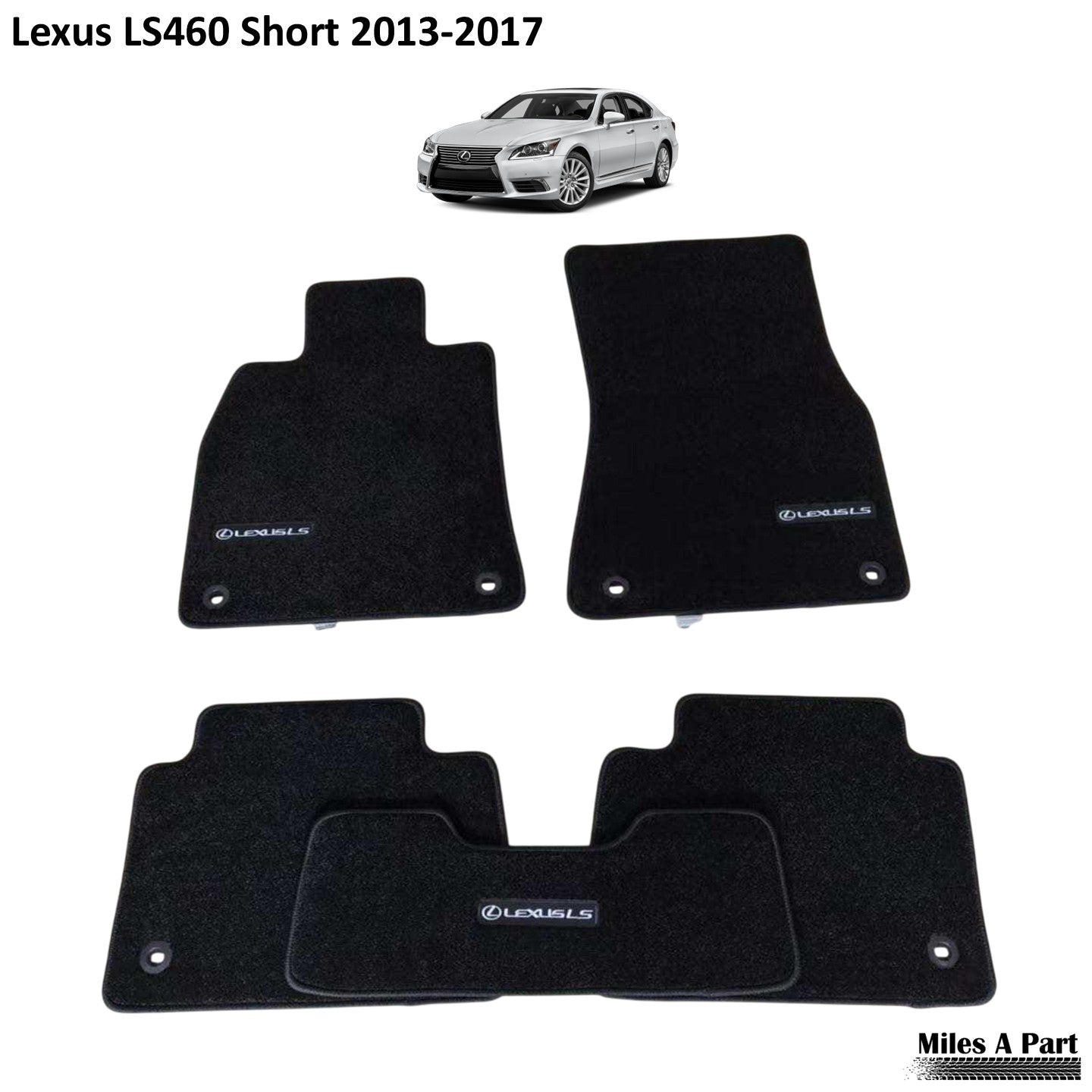 Lexus LS460 Short (2013 to 2017) Luxury Black Floor Mats with Logo