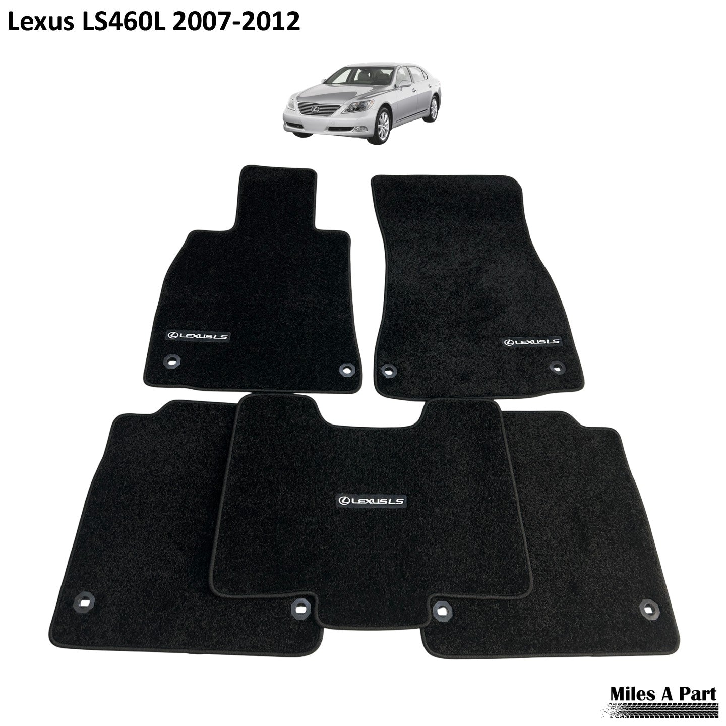 Lexus LS460L (2007 to 2012) Luxury Black Floor Mats with Logo