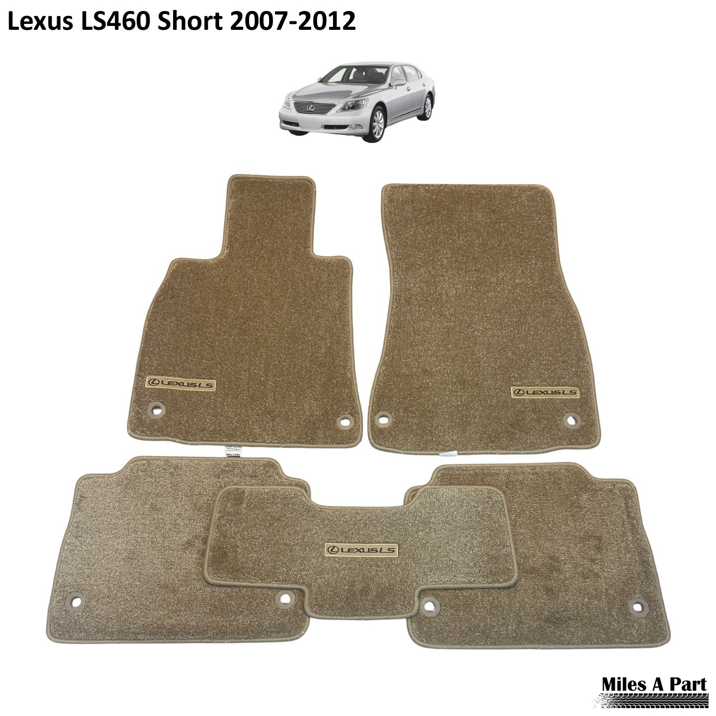 Lexus LS460 Short (2007 to 2012) Luxury Beige Floor Mats with Logo