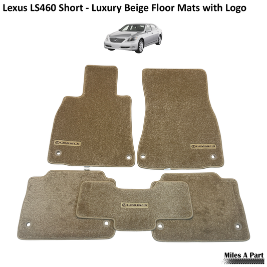 Lexus LS460 Short (2007 to 2012) Luxury Beige Floor Mats with Logo