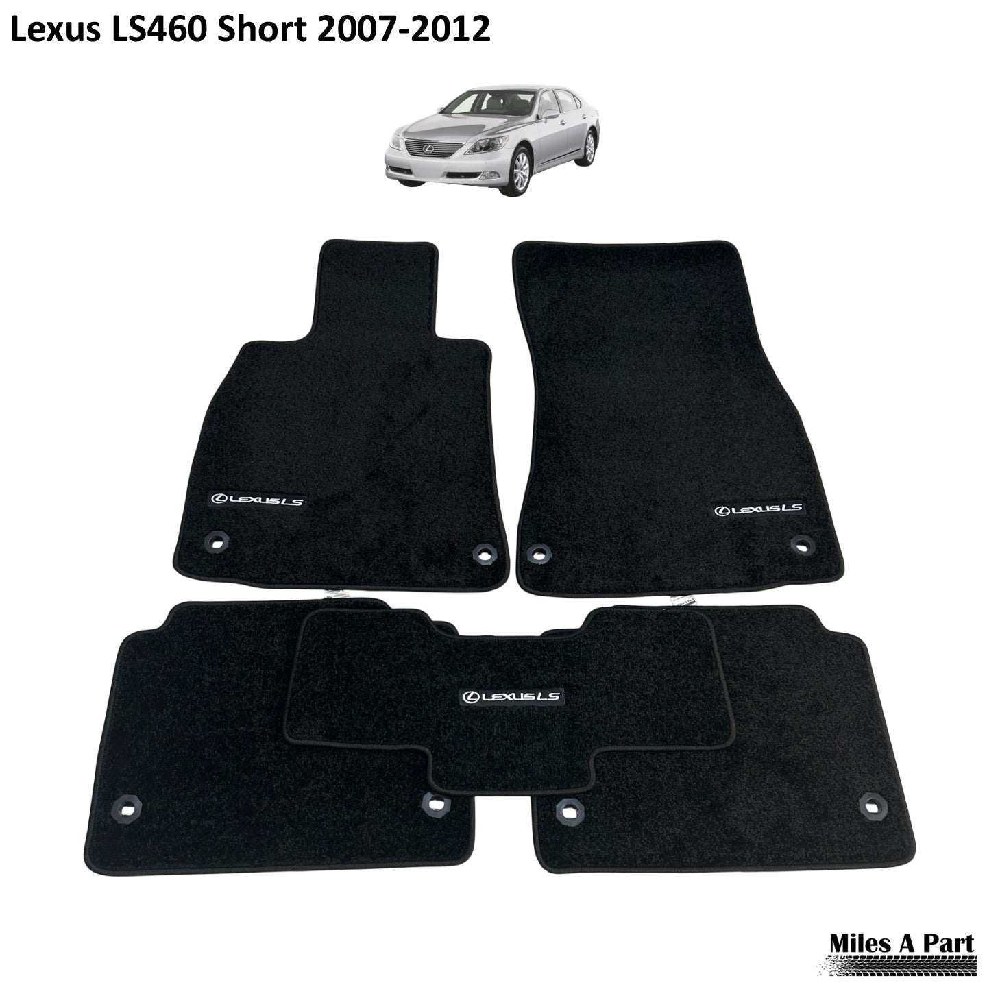 Lexus LS460 Short (2007 to 2012) Luxury Black Floor Mats with Logo