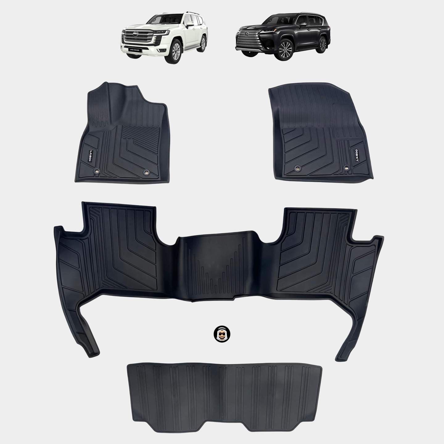 Waterproof Black Rubber Floor Mats - Lexus LX600 Toyota LC300
