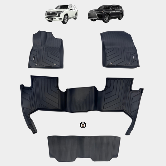 Waterproof Black Rubber Floor Mats - Lexus LX600 Toyota LC300