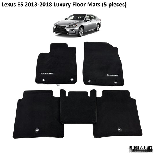 Lexus ES 2013-2018 Luxury Black Floor Mats with Logo (5 pieces)