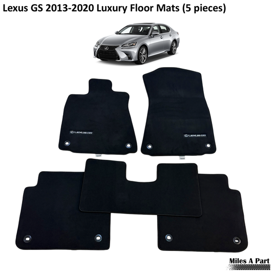Lexus GS 2013-2020 Luxury Black Floor Mats with Logo (5 pieces)