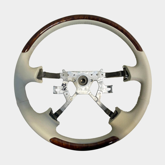Beige Steering Wheel with Shiny Brown Wood Super Safari Nissan Patrol Y61 VTC GU