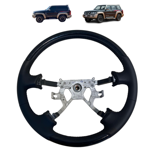 2017-2022 Black Steering Wheel with Shiny Black Wood Super Safari Nissan Patrol Y61 VTC GU