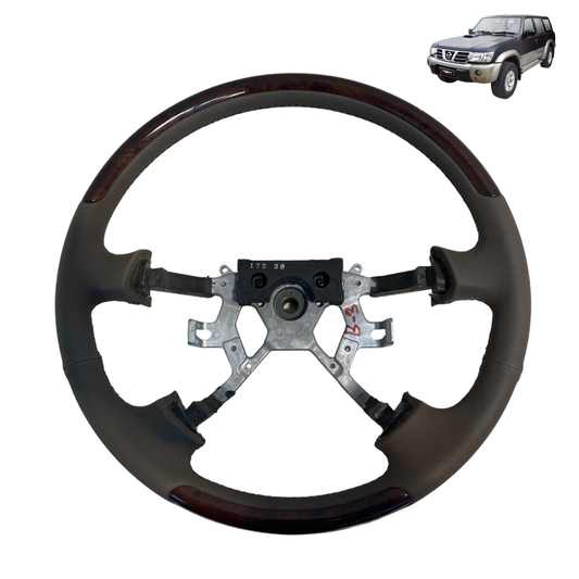 Brown Steering Wheel with Brown Wood Super Safari Nissan Patrol Y61 VTC GU