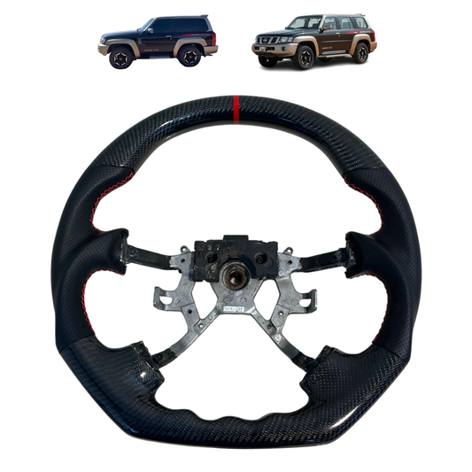 Shiny Carbon Fiber Steering Wheel Nissan Patrol Y61 VTC GU