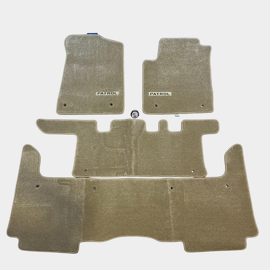 Nissan Patrol Y62 Luxury Beige Floor Mats with Logo