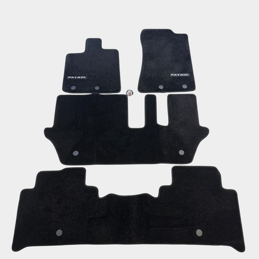 Nissan Patrol Y63 Luxury Black Floor Mats with Logo (4 Pieces)