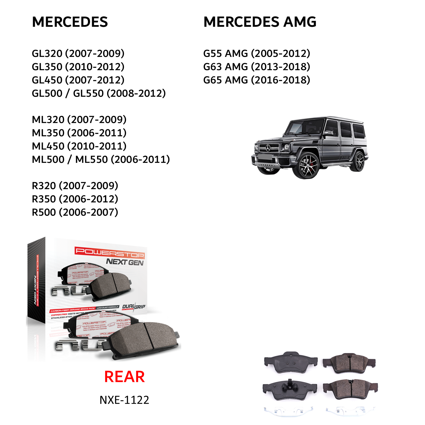 Mercedes AMG - Rear Carbon Fiber Ceramic Brake Pads by PowerStop NextGen (G63) (NXE-1122)