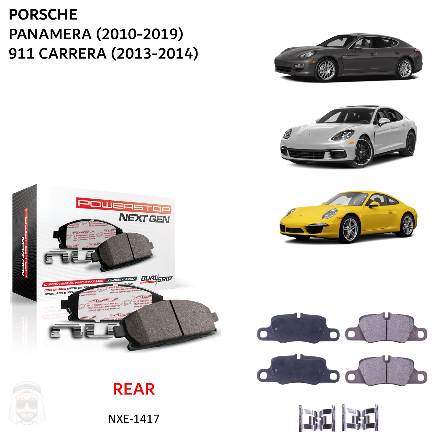 Panamera 911 Carrera - Rear Carbon Fiber Ceramic Brake Pads by PowerStop NextGen (Porsche) (NXE-1417)