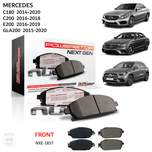Mercedes - Front Carbon Fiber Ceramic Brake Pads by PowerStop NextGen (W205 C180 C200 E200 GLA200) (NXE-1837)