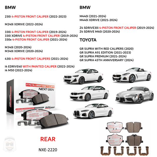 BMW 2019-2024 - Rear Carbon Fiber Ceramic Brake Pads by PowerStop NextGen (Toyota GR Supra) (NXE-2220)