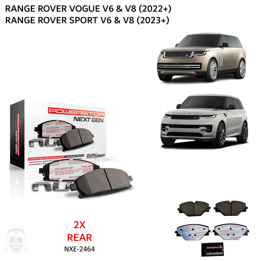 Range Rover V6 V8 (2022+) Rear Carbon Fiber Ceramic Brake Pads by PowerStop NextGen (Land Rover Vogue Sport) (NXE-2464)