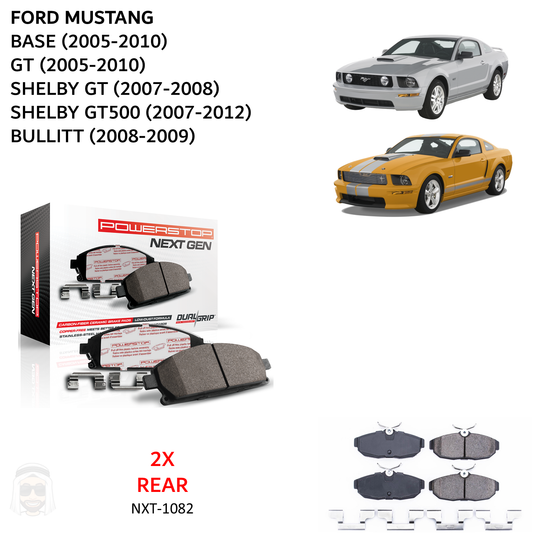 Ford Mustang (2005-2010) - Rear Carbon Fiber Ceramic Brake Pads by PowerStop NextGen (base GT Shelby Bullitt) (NXT-1082)