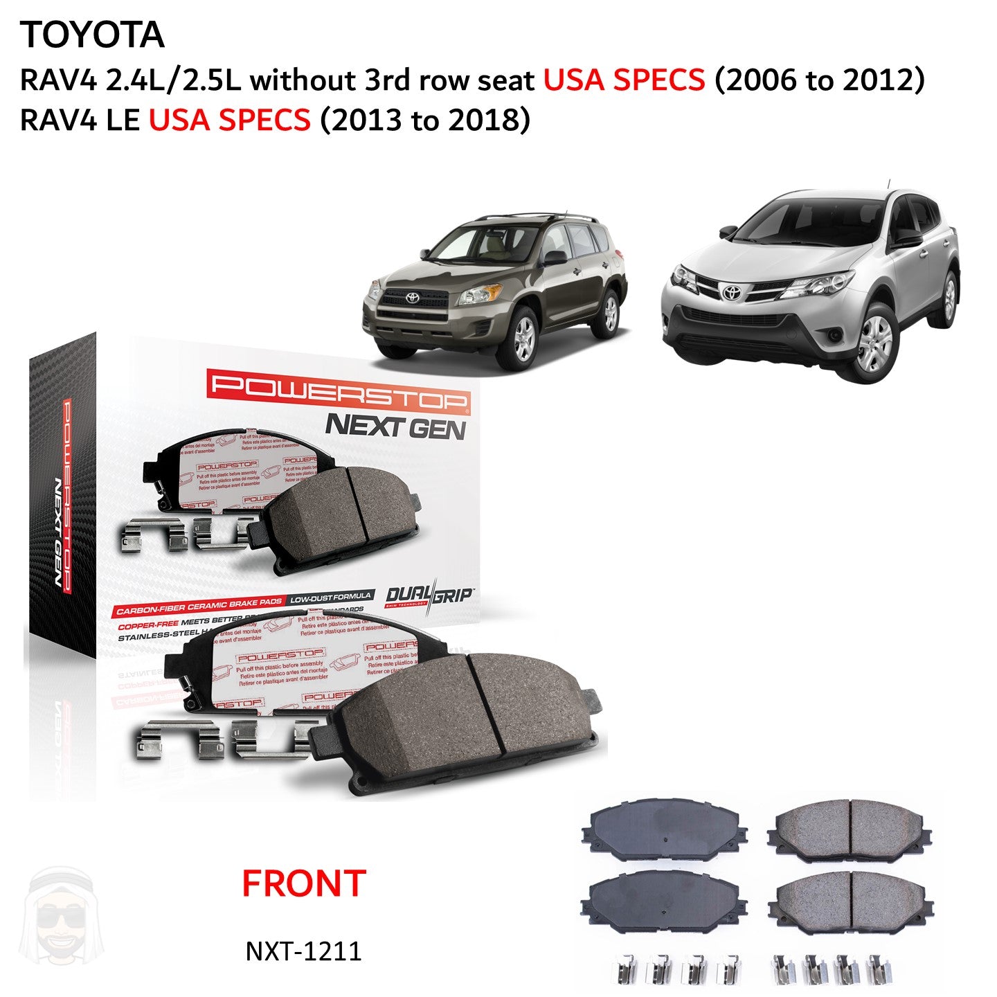 Toyota RAV4 - Front Carbon Fiber Ceramic Brake Pads by PowerStop NextGen (NXT-1211)