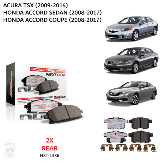 Honda Accord (2008-2017) Rear Carbon Fiber Ceramic Brake Pads by PowerStop NextGen (Sedan Coupe Acura TSX) (NXT-1336)