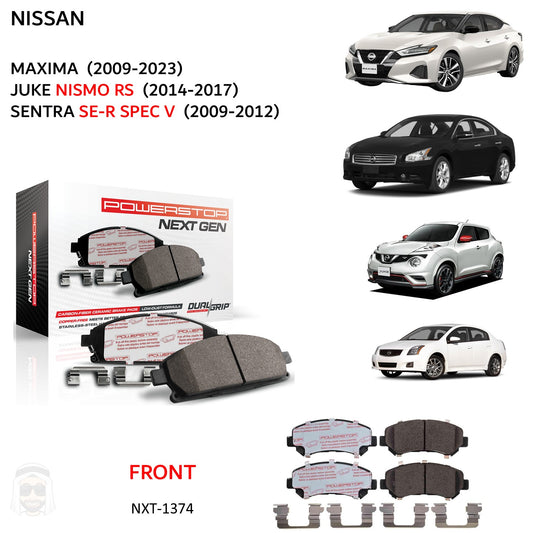 Nissan Maxima Juke Nismo Sentra - Front Carbon Fiber Ceramic Brake Pads by PowerStop NextGen (NXT-1374)