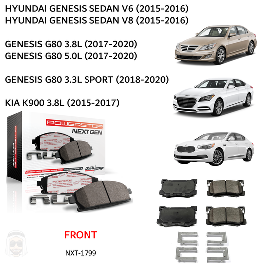 Genesis (2015-2020) - Front Carbon Fiber Ceramic Brake Pads by PowerStop NextGen (Hyundai V6 V8 Sport G80 Kia K900) (NXT-1799)