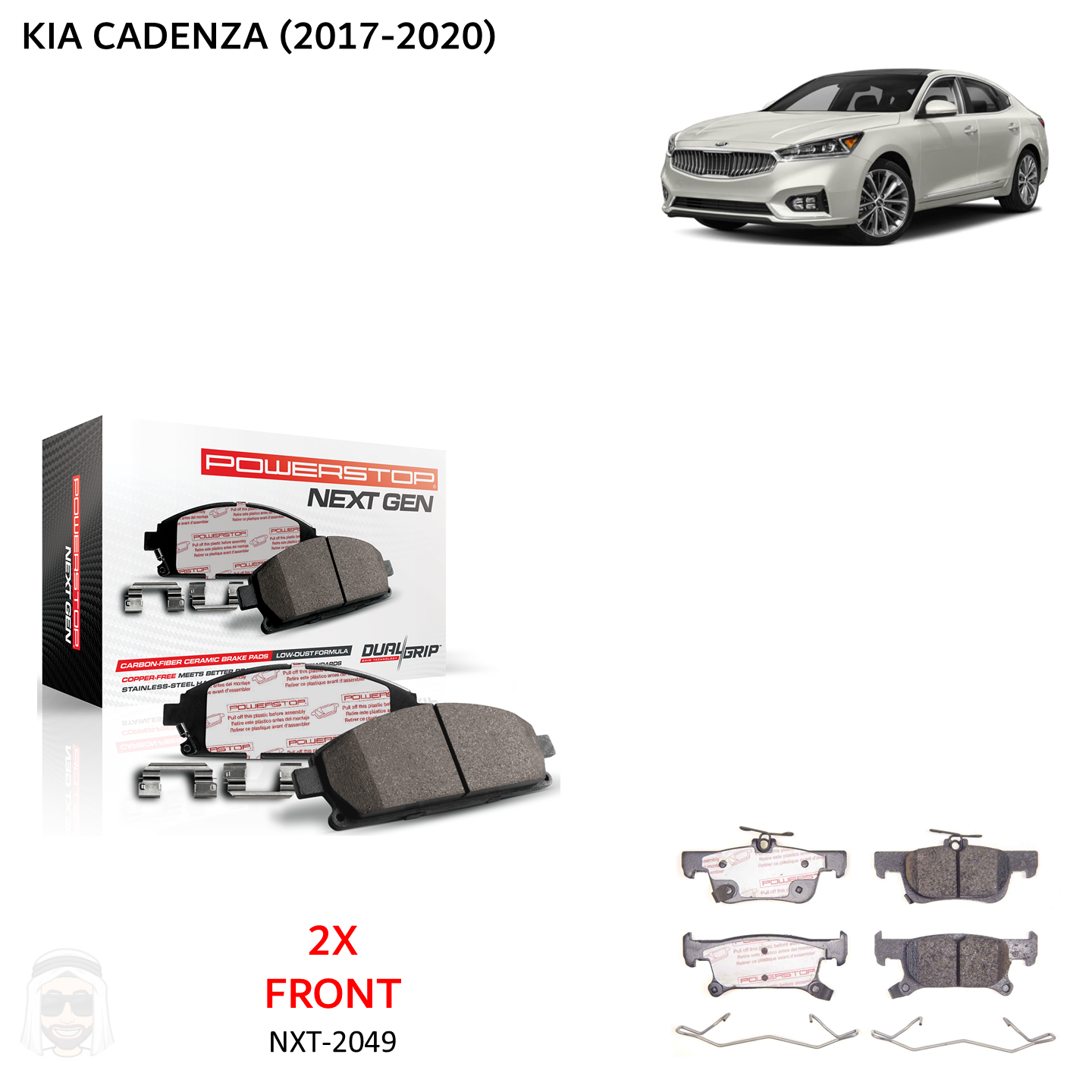 Kia Cadenza 2017 to 2020 - Front Carbon Fiber Ceramic Brake Pads by PowerStop NextGen (NXT-2049)