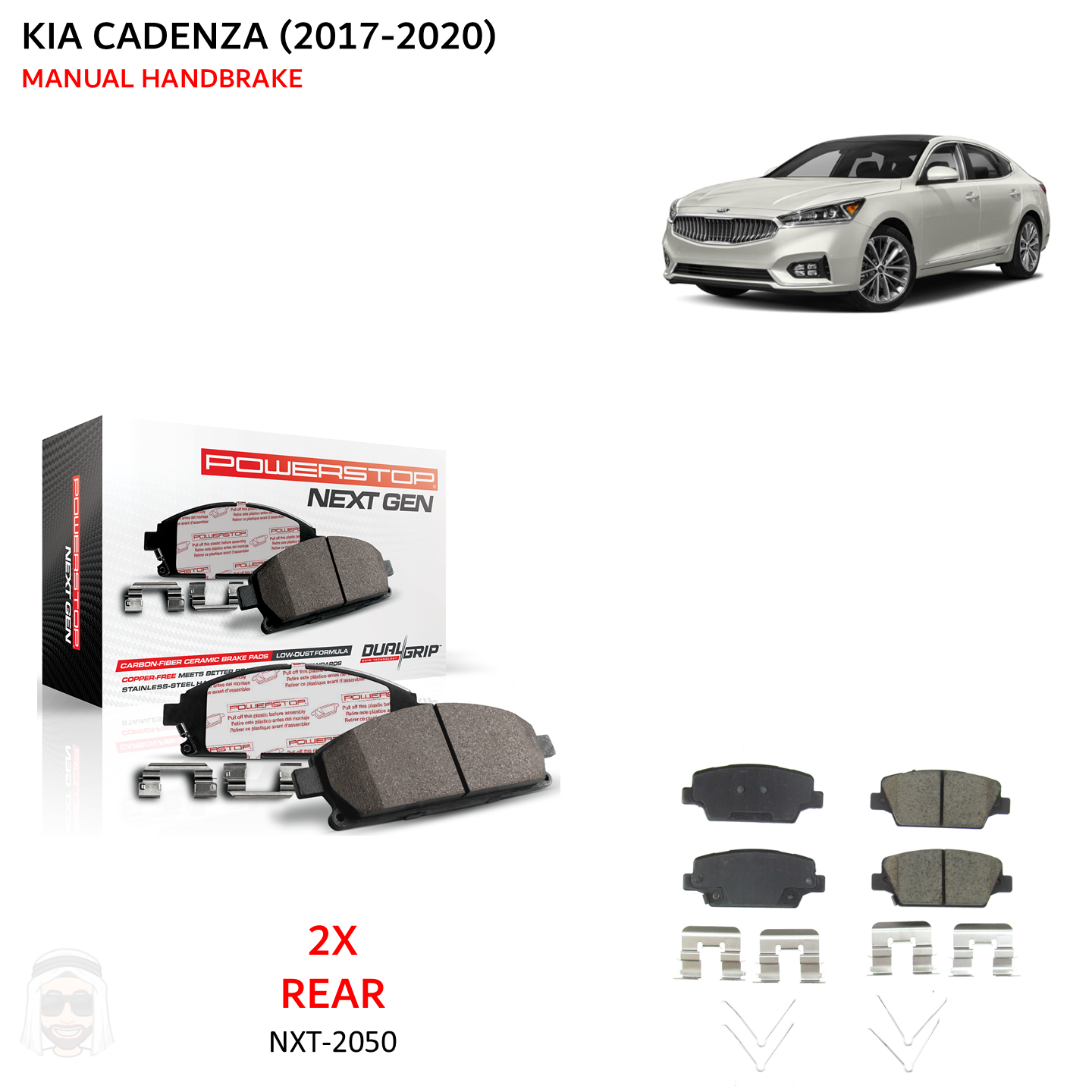 Kia Cadenza 2017 to 2020 - Rear Carbon Fiber Ceramic Brake Pads by PowerStop NextGen (NXT-2050)