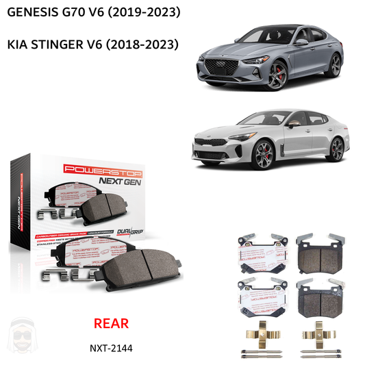 Genesis G70 V6 (2019-2025) Rear Carbon Fiber Ceramic Brake Pads by PowerStop NextGen (Hyundai Kia Stinger) (NXT-2144)