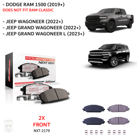 Dodge RAM 1500 2019+ Front Carbon Fiber Ceramic Brake Pads by PowerStop NextGen (Jeep Grand Wagoneer L) (NXT-2179)
